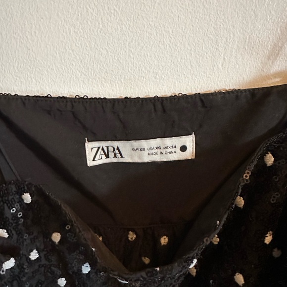 Zara Sequin Black and White Polka Dot Dress XS - Picture 3 of 4